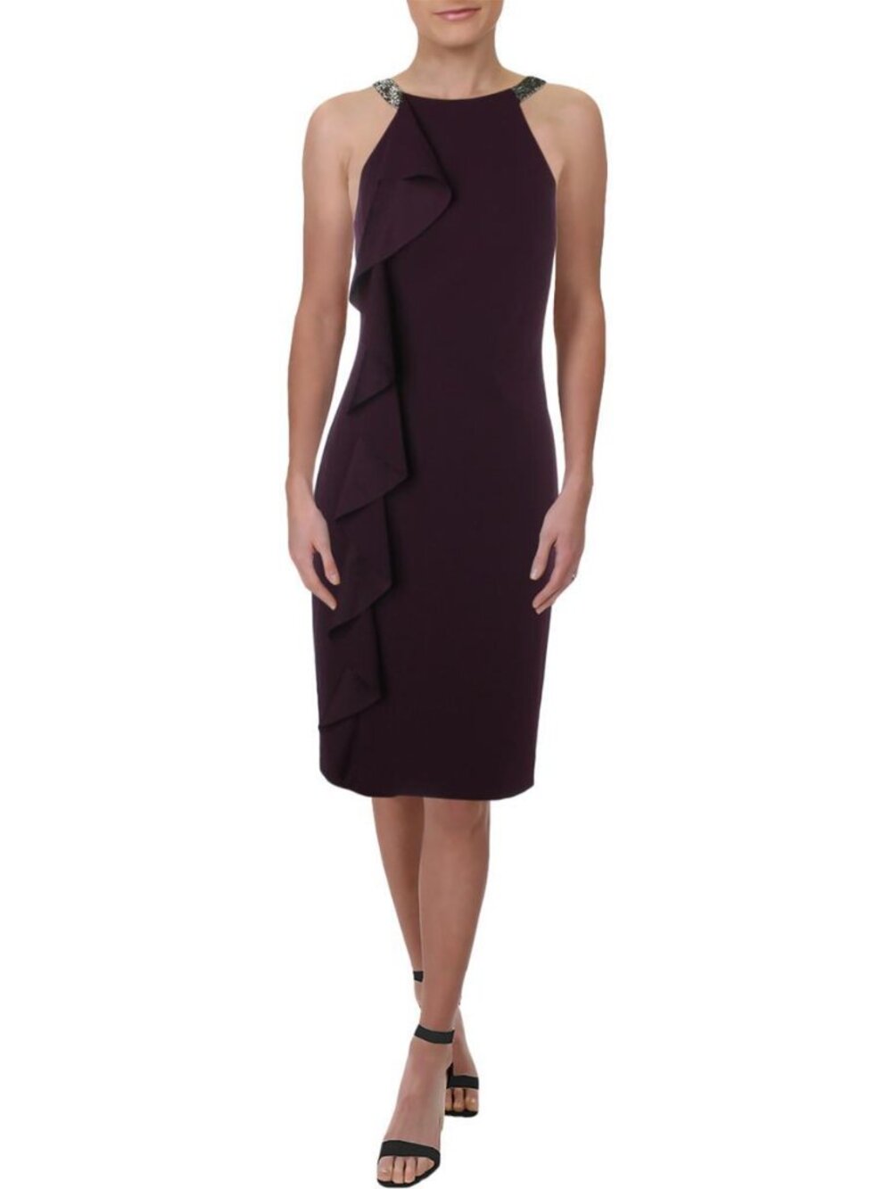 LAUREN RALPH LAUREN Womens Knoelyn Beaded Ruffled Party Dress